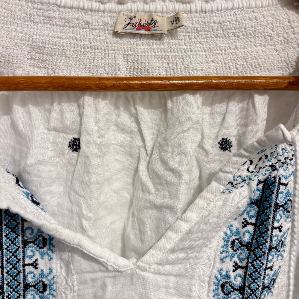 FAHERTY LIANA boho embroidered TOP M - Picture 10 of 10
